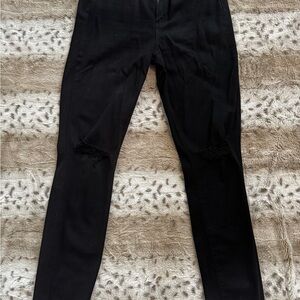 PAIGE Margot style Black Skinny Jeans with Knee Distressing